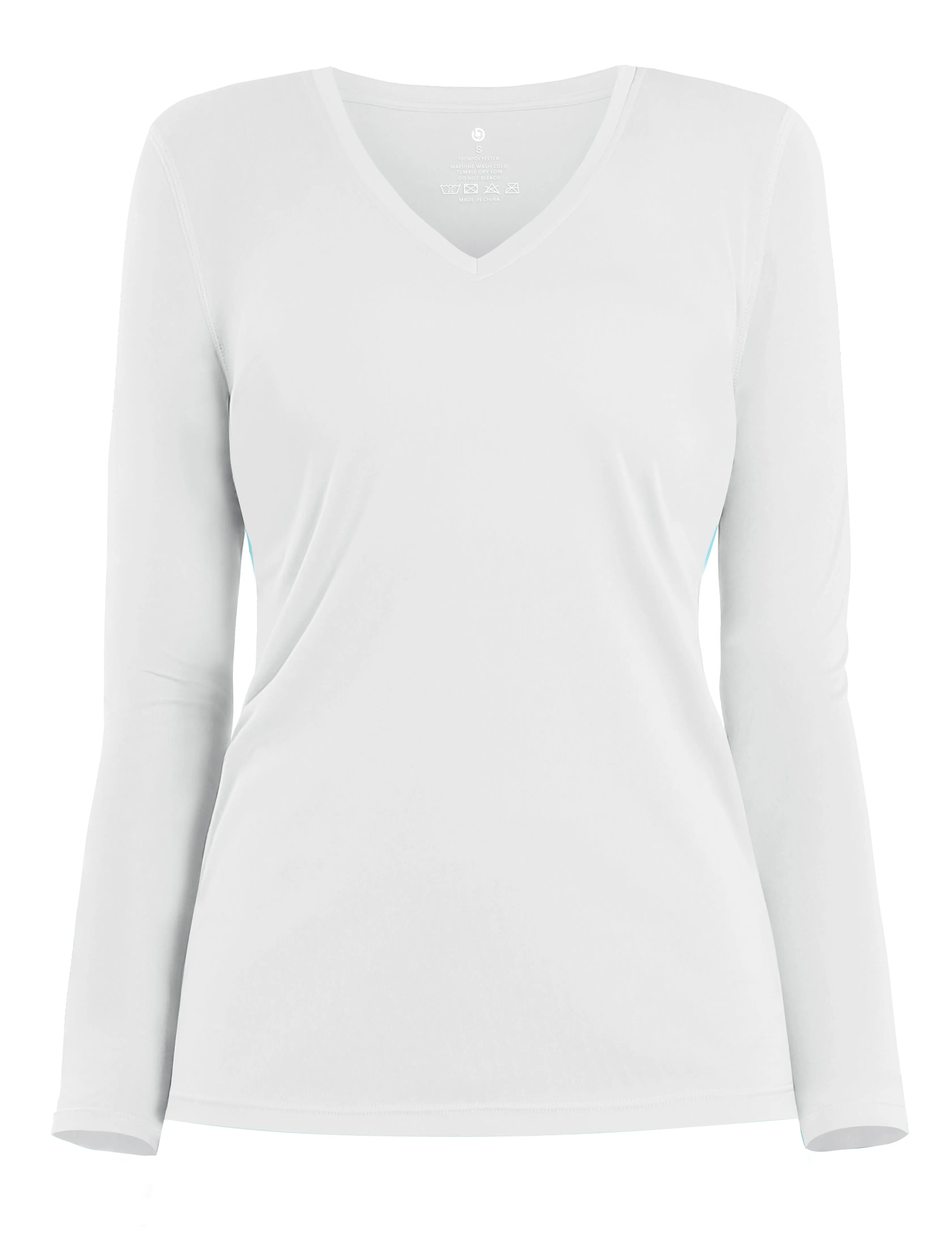 V Neck Long Sleeve Athletic Shirts white_Pilates