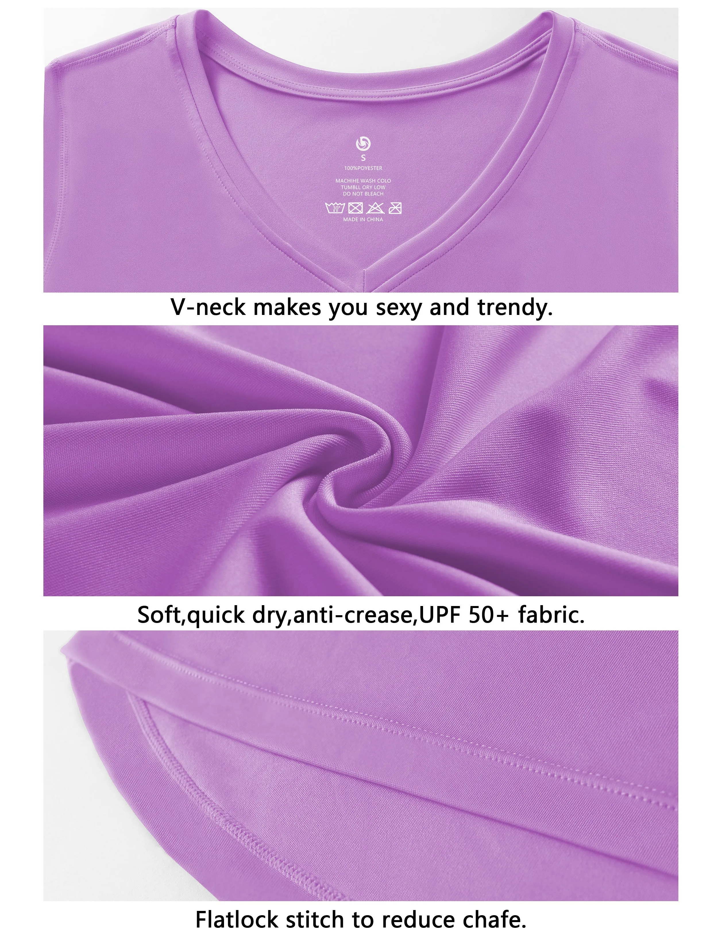 V-Neck Short Sleeve Athletic Shirts purple_yoga
