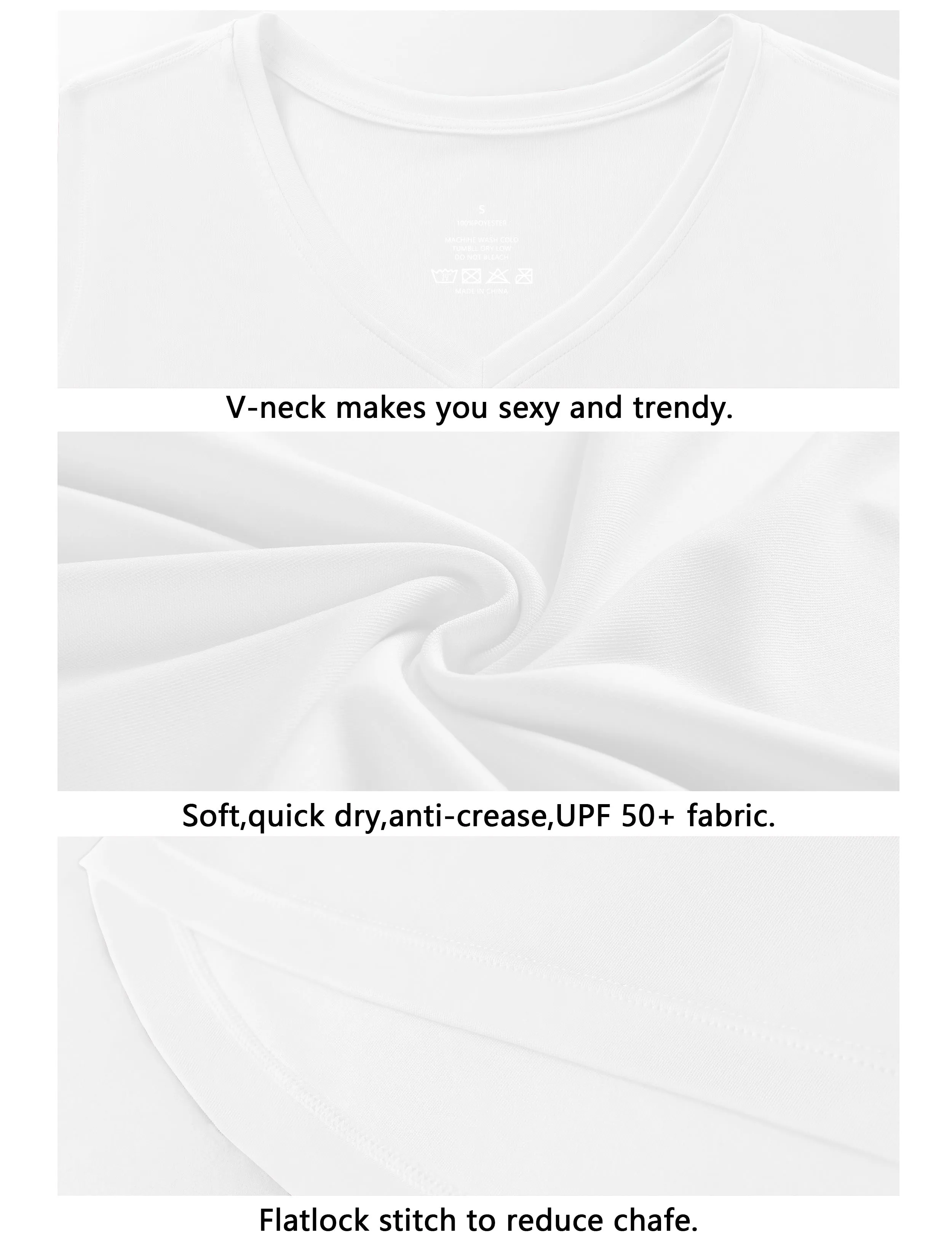 V-Neck Short Sleeve Athletic Shirts white_yoga