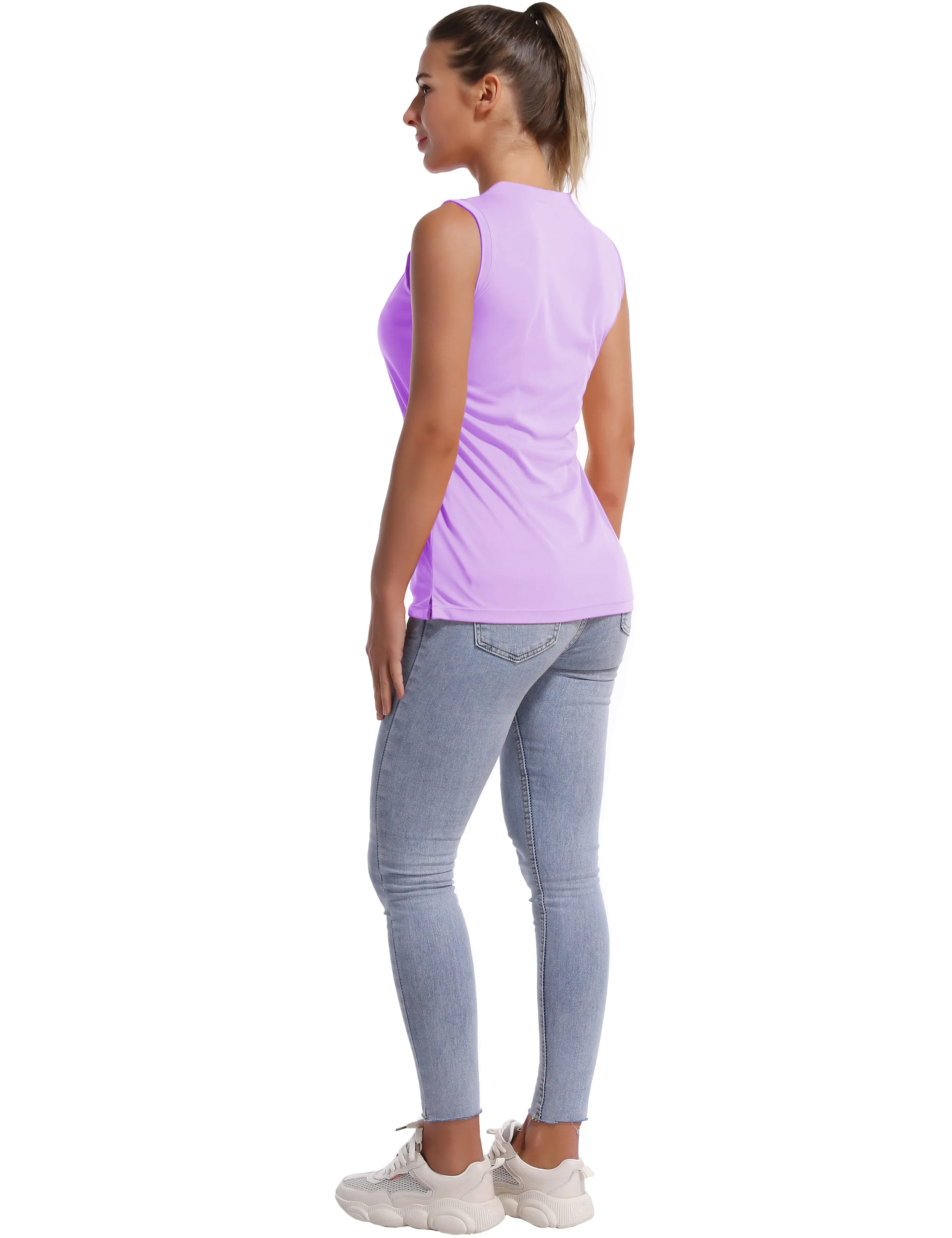 V Neck Sleeveless Athletic Shirts purple_Pilates