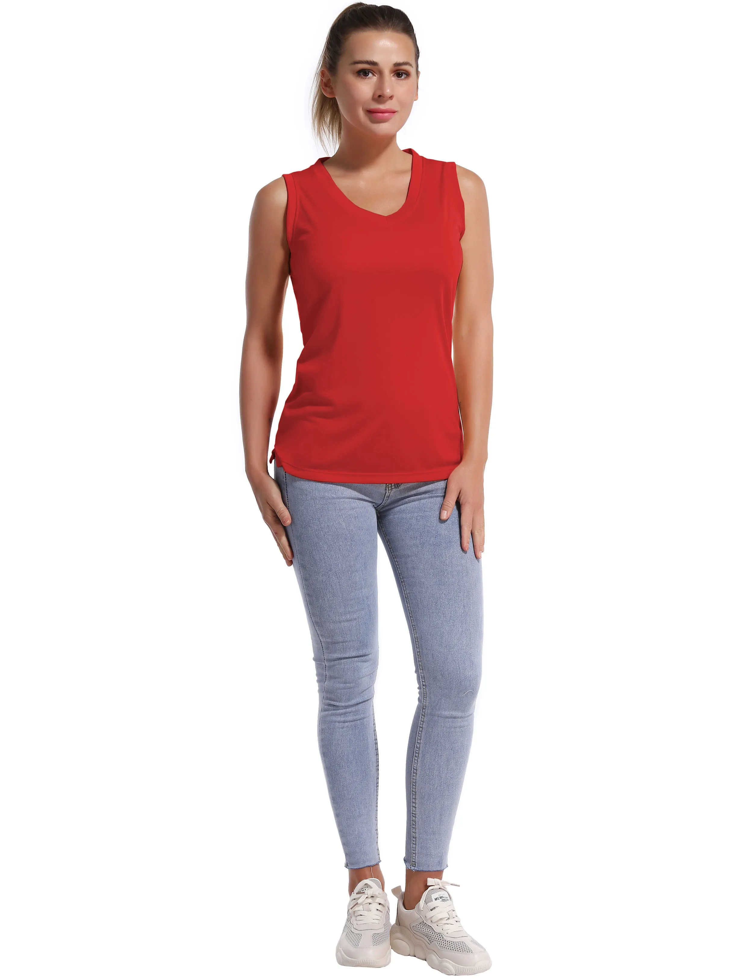 V Neck Sleeveless Athletic Shirts red