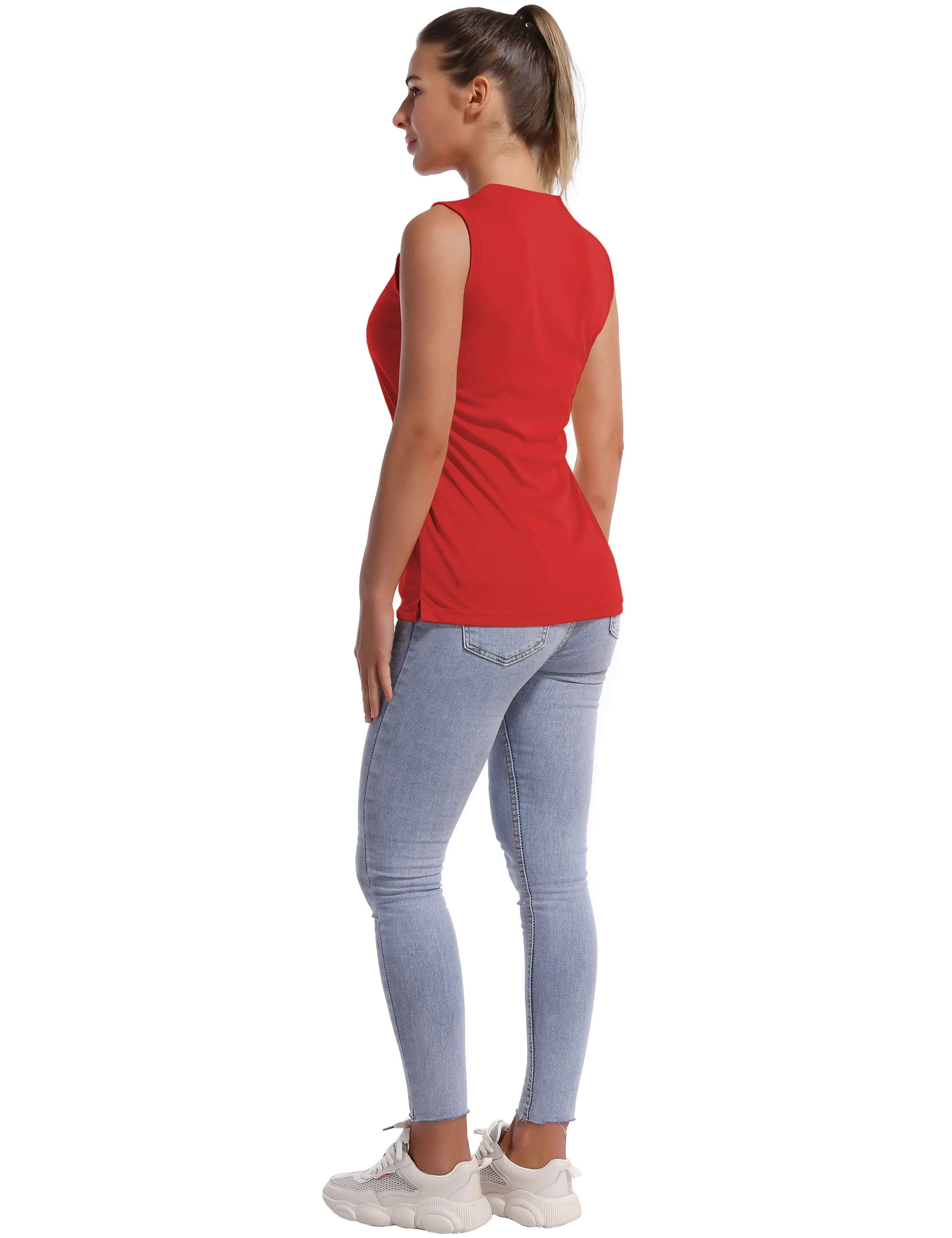 V Neck Sleeveless Athletic Shirts red