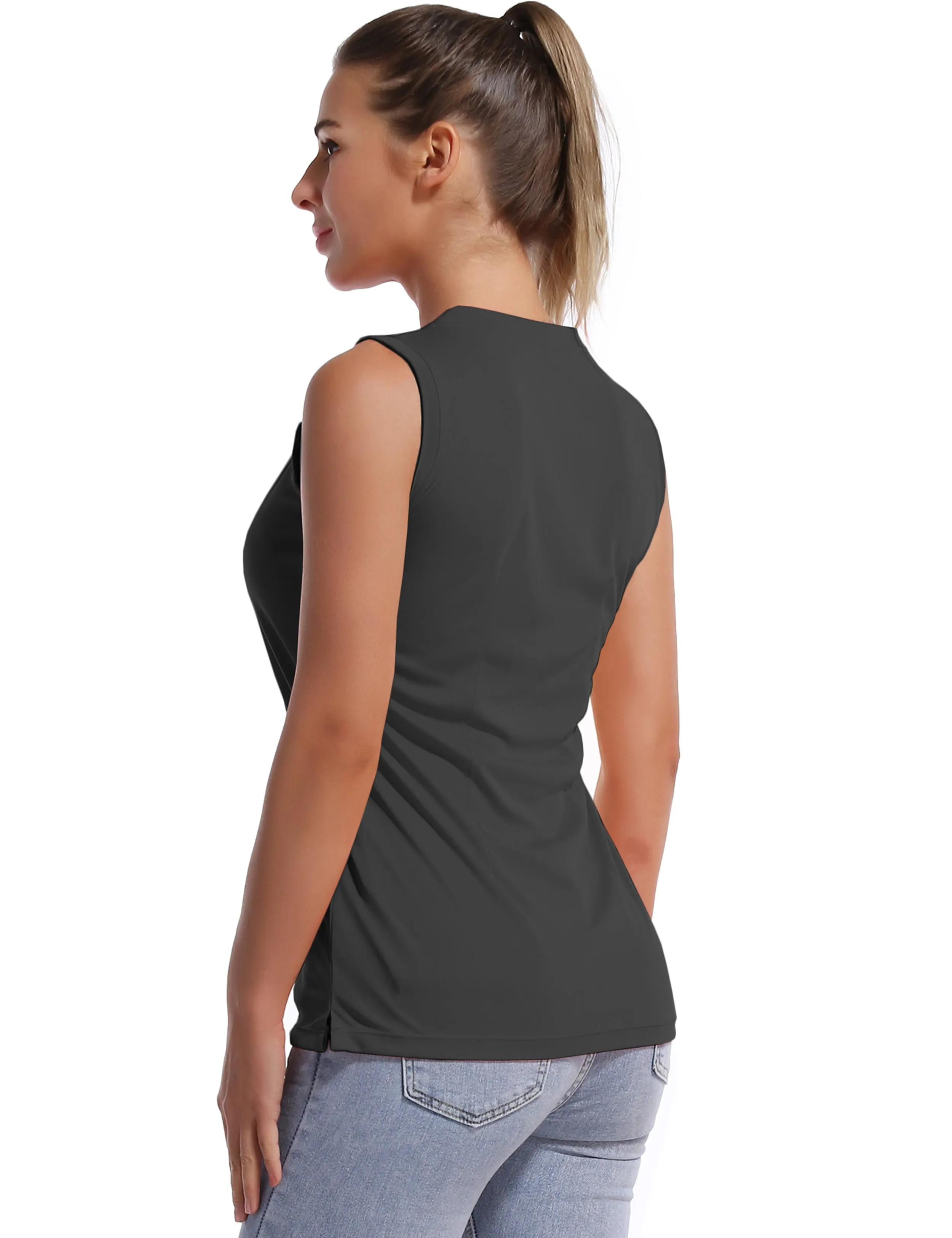 V Neck Sleeveless Athletic Shirts shadowcharcoal_Running