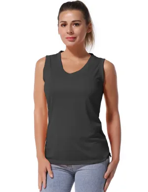 V Neck Sleeveless Athletic Shirts shadowcharcoal_Running