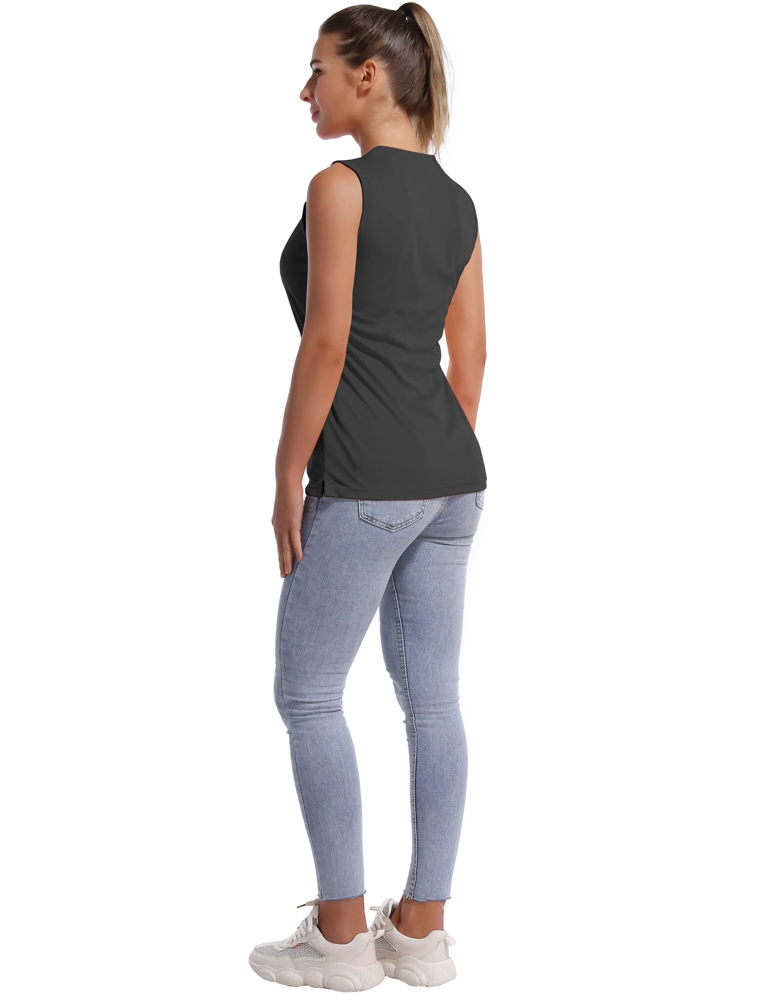 V Neck Sleeveless Athletic Shirts shadowcharcoal_Running