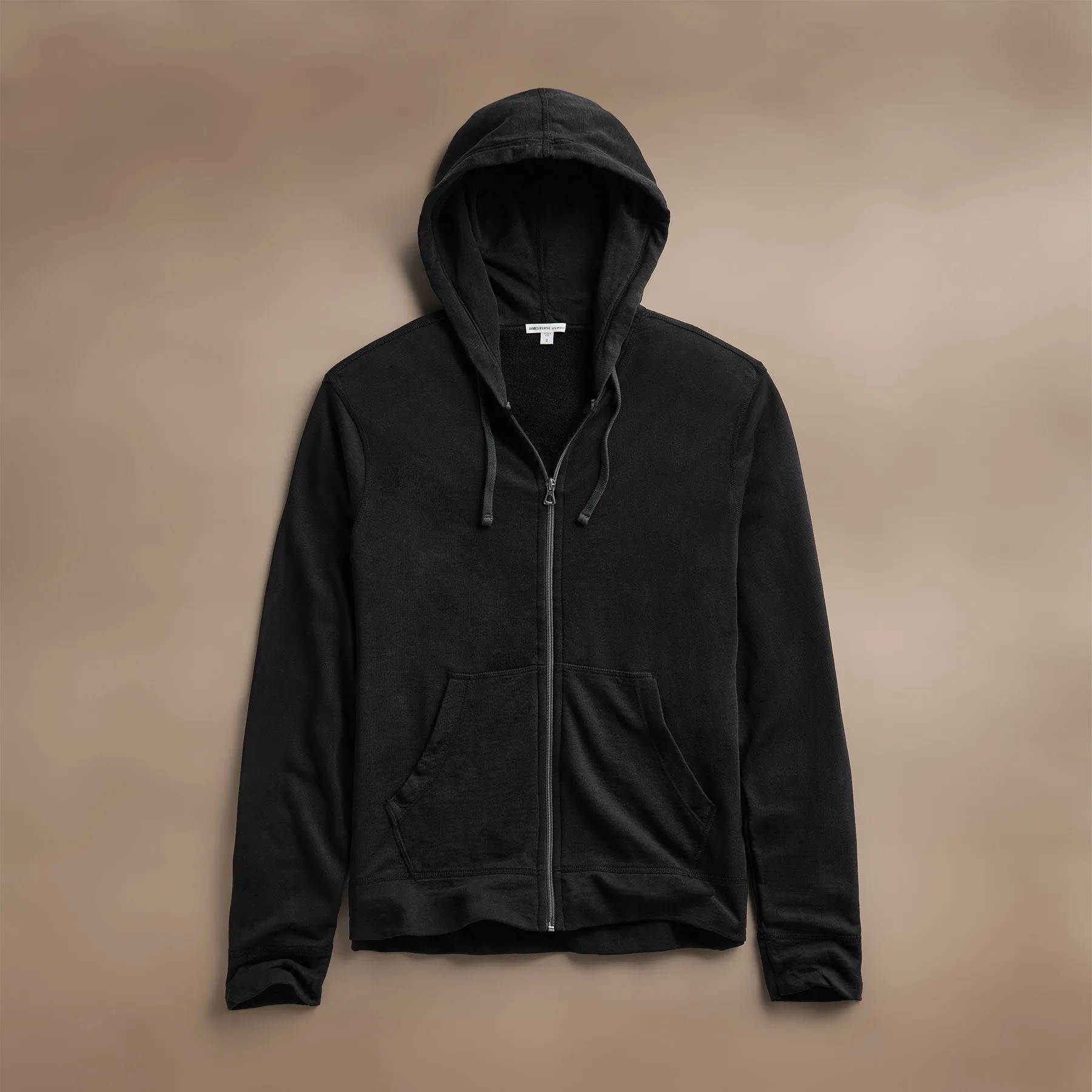 Vintage French Terry Zip Up Hoodie - Black