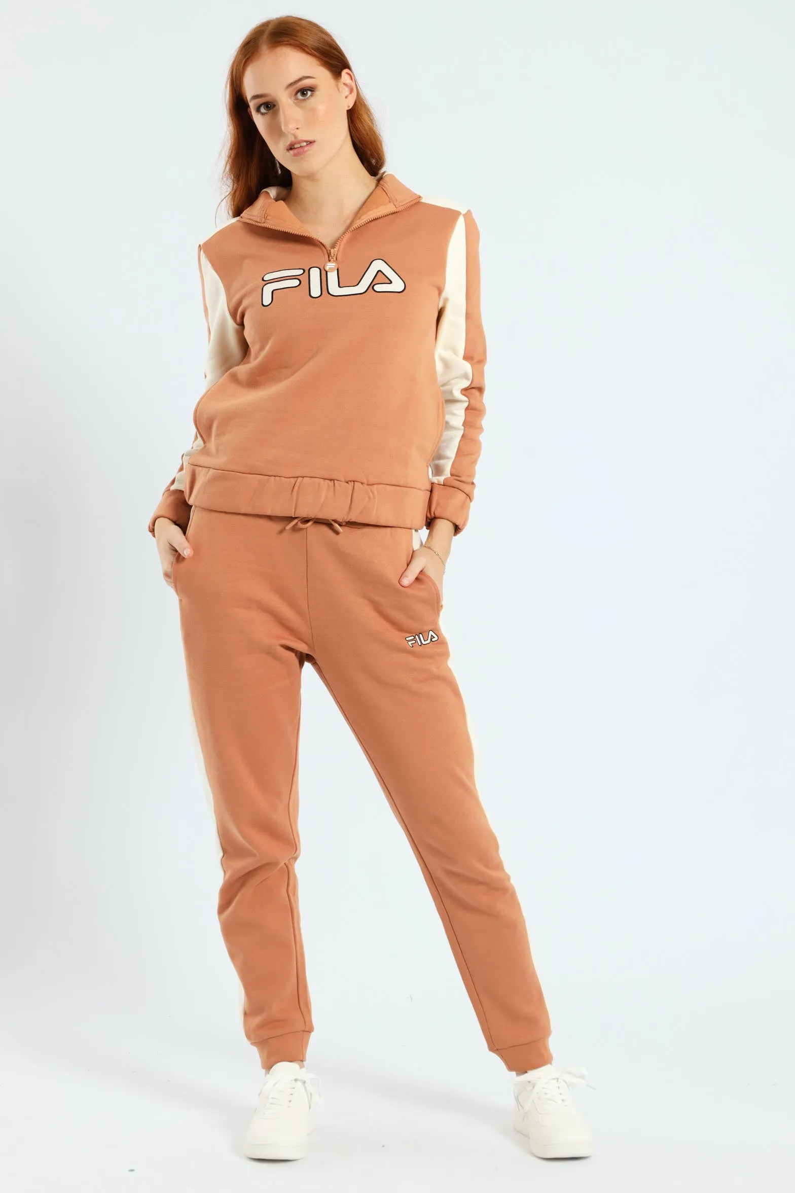 Vivian 3/4 Zip Sweater - Peach