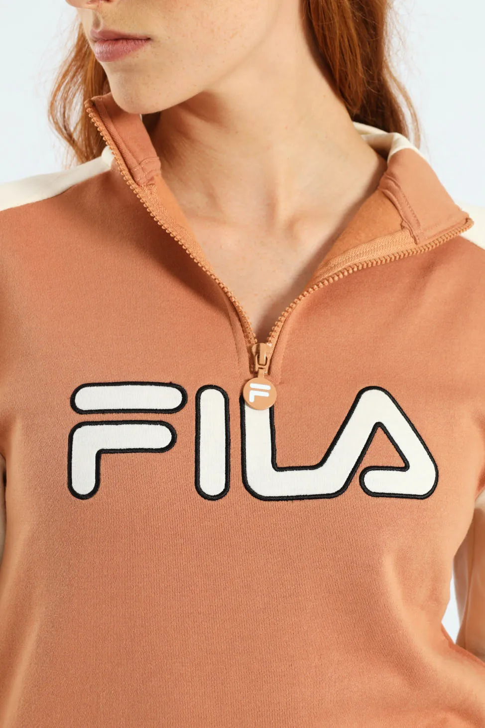 Vivian 3/4 Zip Sweater - Peach