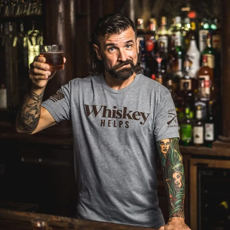 Whiskey Helps™ T-Shirt - Dark Heather Gray