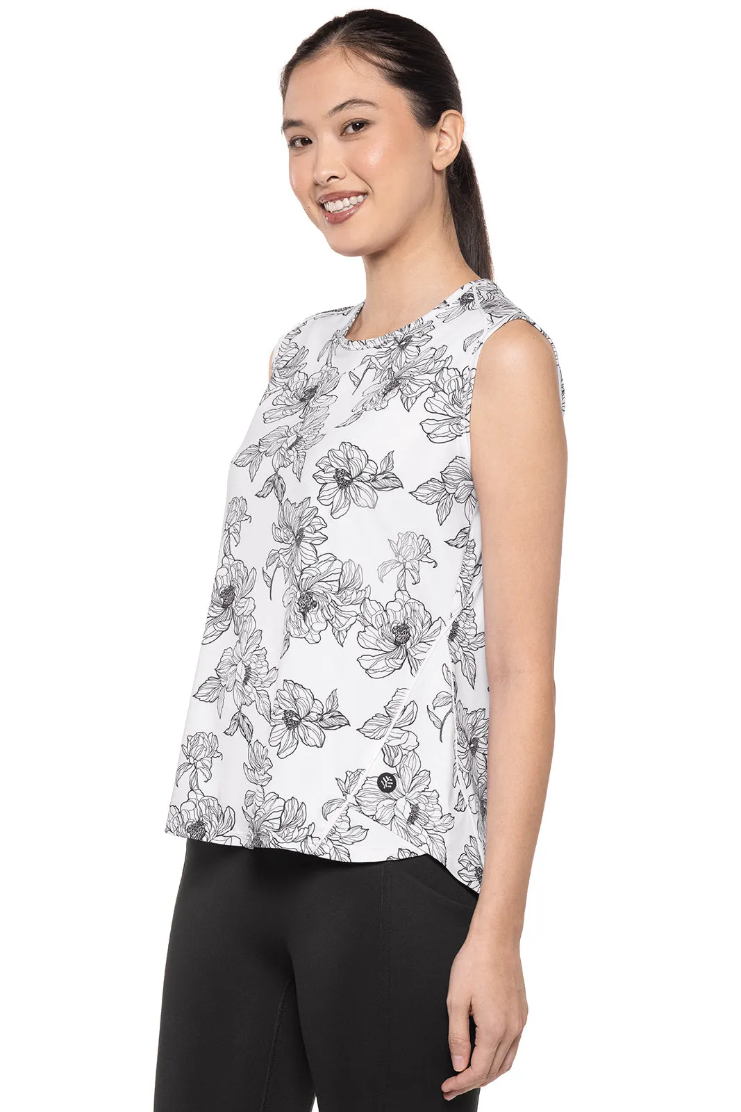 Women's Accelera Tank | White/Black Perfect Peony