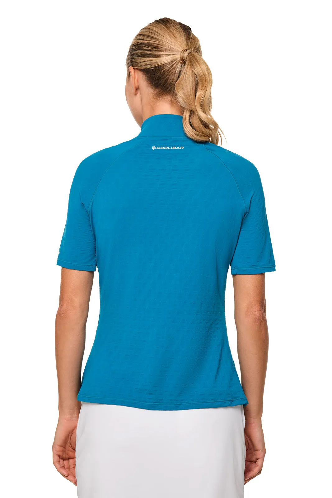 Women's Albatross Elbow Sleeve Mock Neck Top | Bluejay Diamond Jacquard