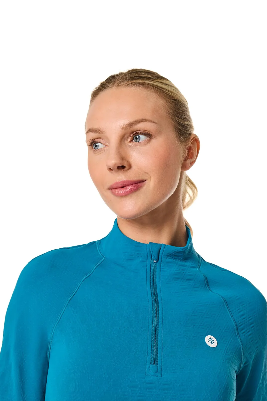 Women's Albatross Elbow Sleeve Mock Neck Top | Bluejay Diamond Jacquard