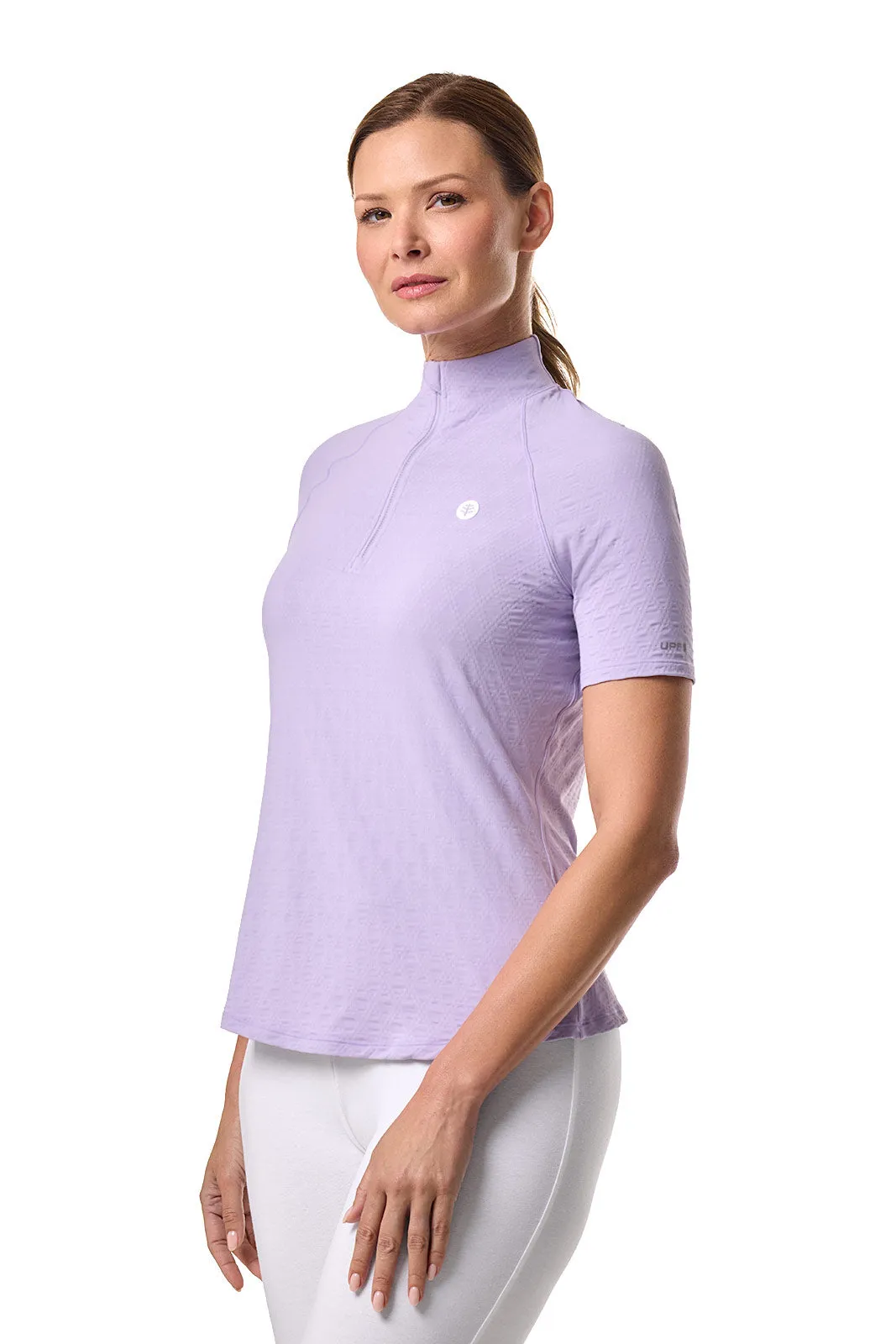 Women's Albatross Elbow Sleeve Mock Neck Top | Lavendula Diamond Jacquard