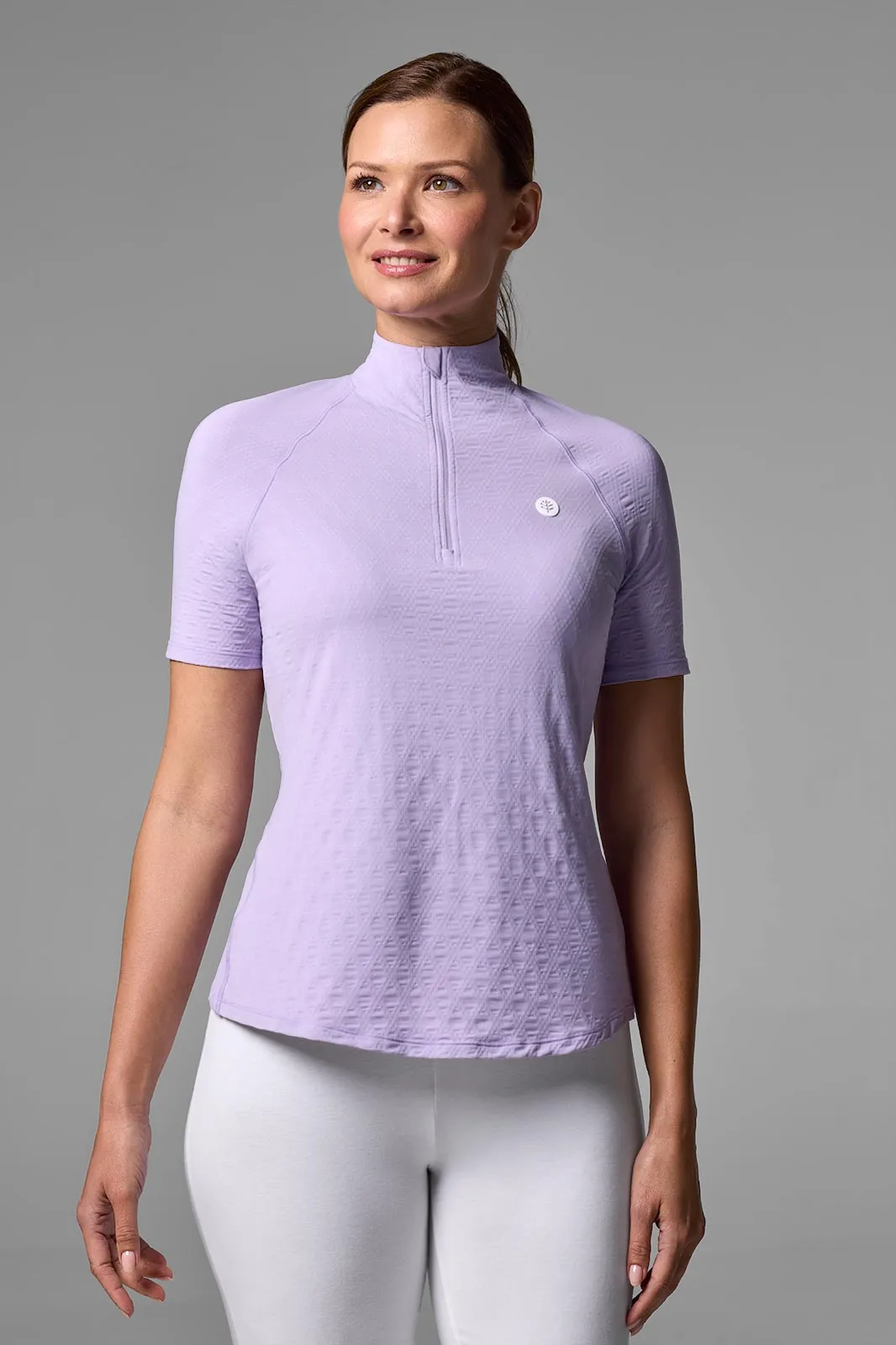 Women's Albatross Elbow Sleeve Mock Neck Top | Lavendula Diamond Jacquard