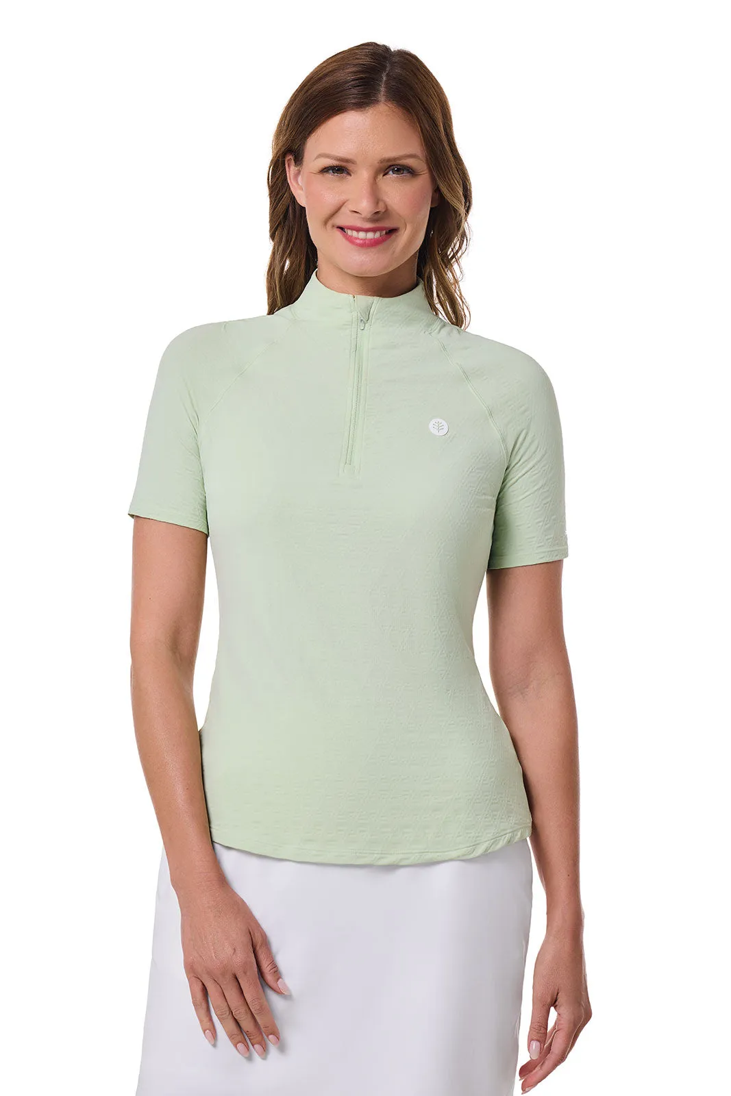 Women's Albatross Elbow Sleeve Mock Neck Top | Seedling Diamond Jacquard