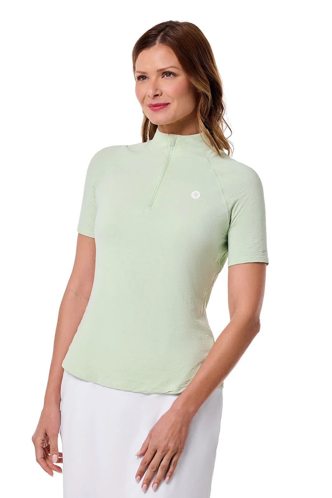Women's Albatross Elbow Sleeve Mock Neck Top | Seedling Diamond Jacquard