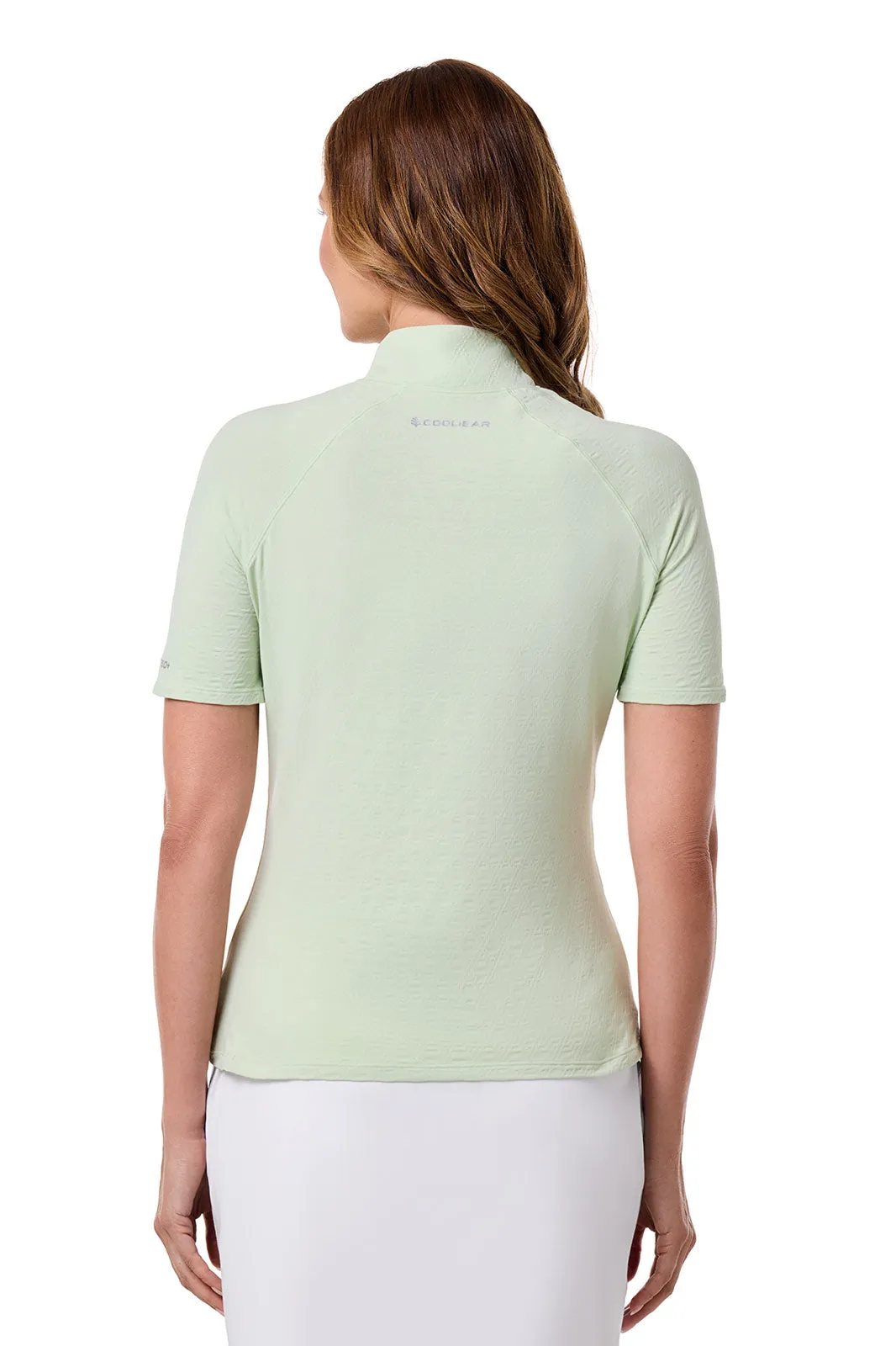 Women's Albatross Elbow Sleeve Mock Neck Top | Seedling Diamond Jacquard