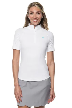 Women's Albatross Elbow Sleeve Mock Neck Top | White Diamond Jacquard