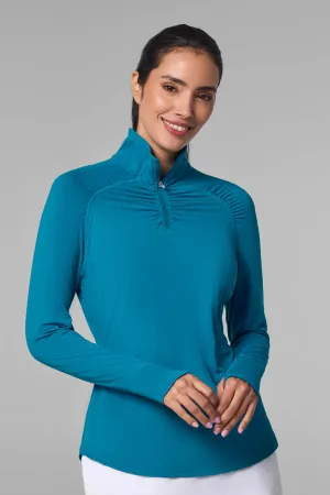 Women's Arabella Quarter Zip | Bluejay Diamond Jacquard