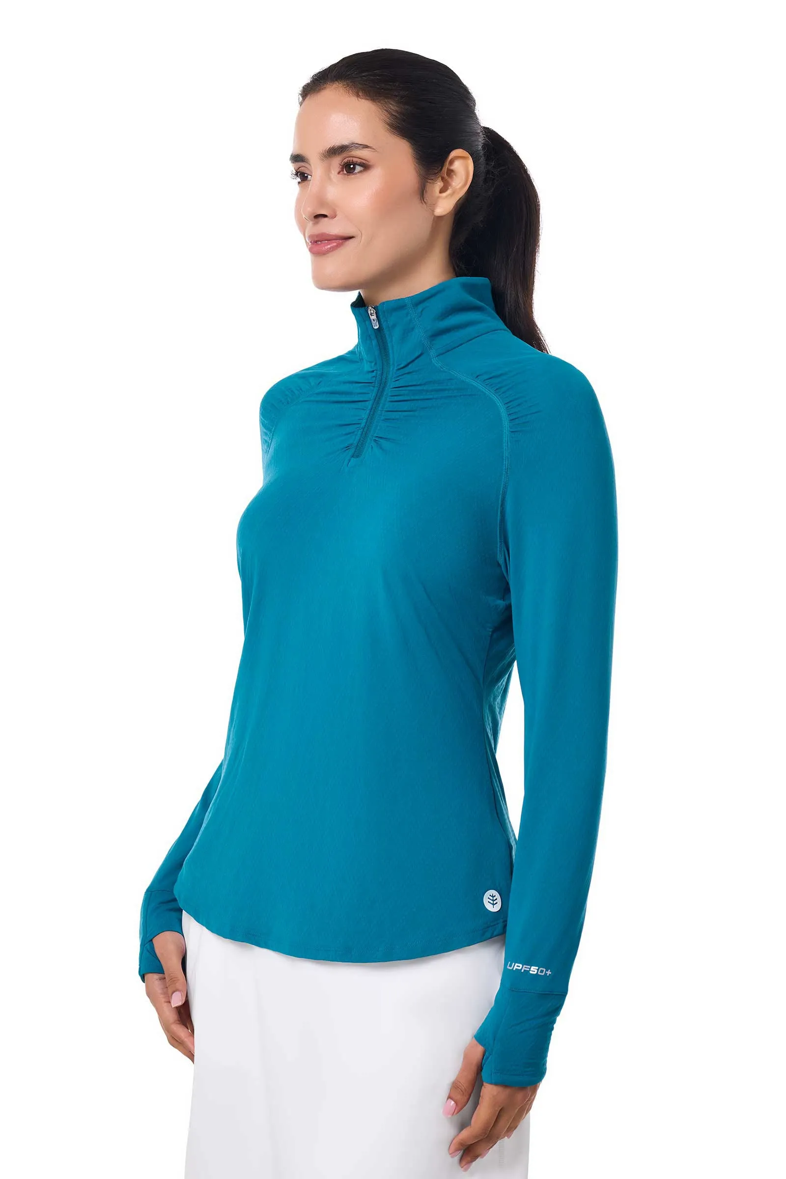 Women's Arabella Quarter Zip | Bluejay Diamond Jacquard