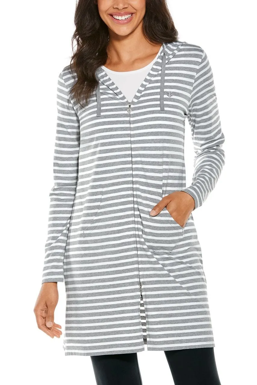 Women's Cabana Hoodie | Grey/White Stripe