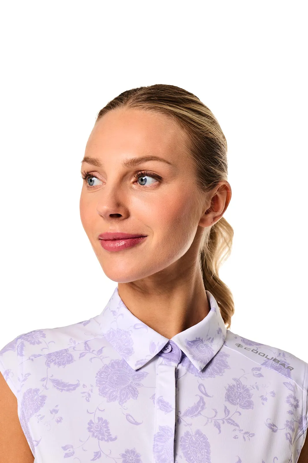 Women's Dew-Sweeper Sleeveless Polo | White Floral Paisley