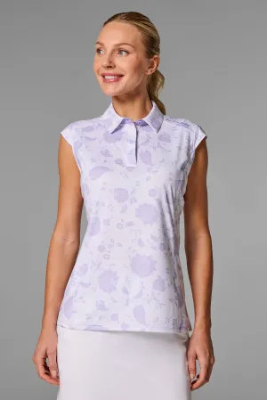 Women's Dew-Sweeper Sleeveless Polo | White Floral Paisley