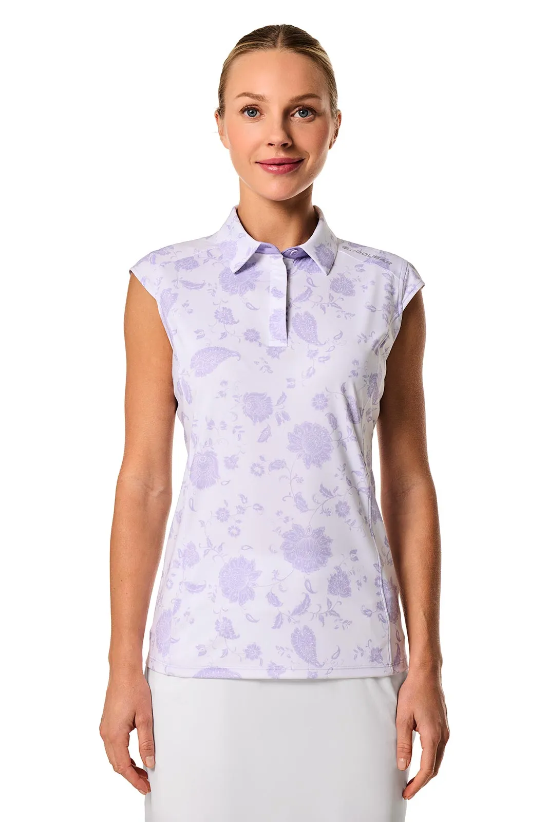 Women's Dew-Sweeper Sleeveless Polo | White Floral Paisley