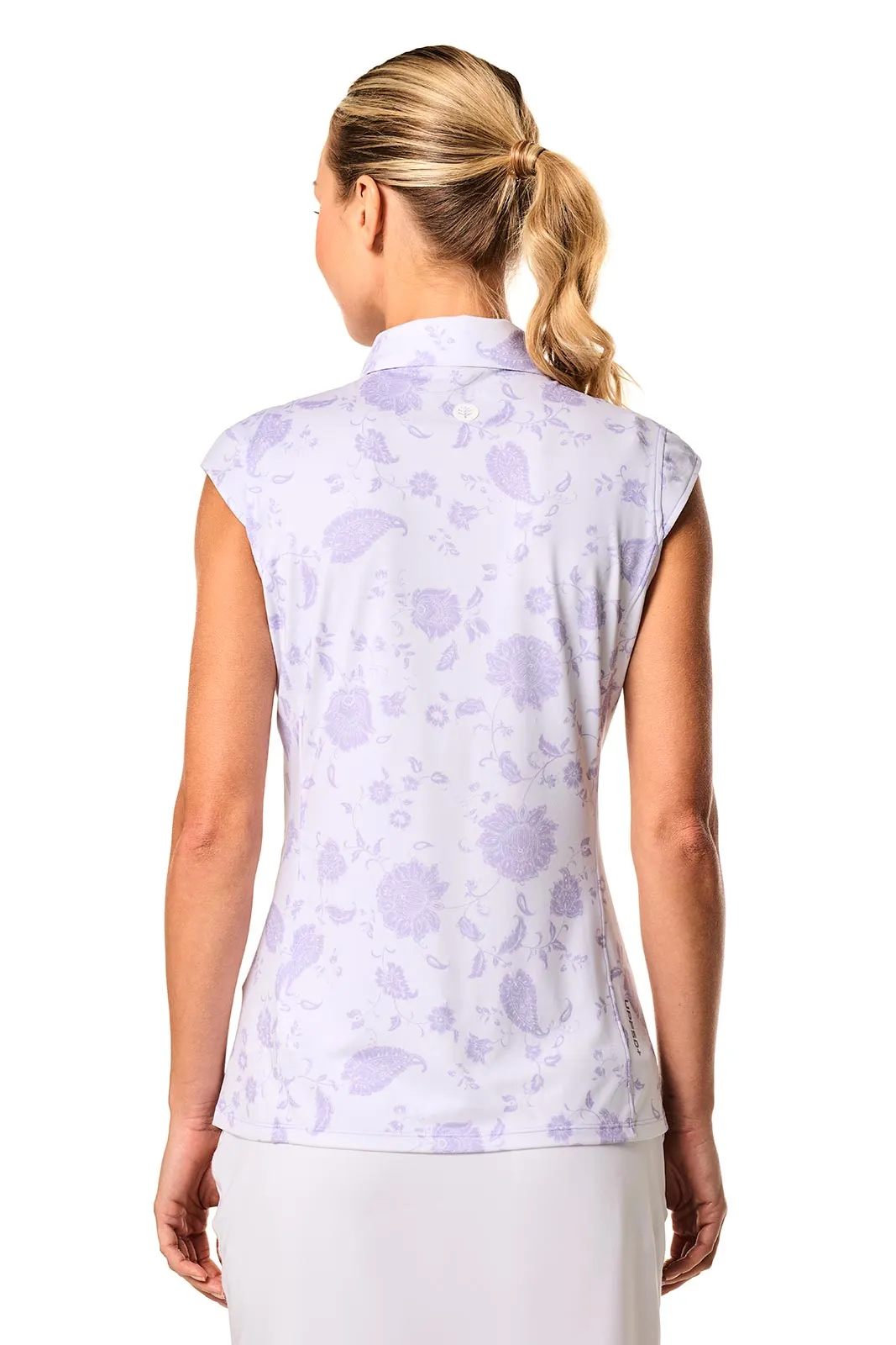 Women's Dew-Sweeper Sleeveless Polo | White Floral Paisley