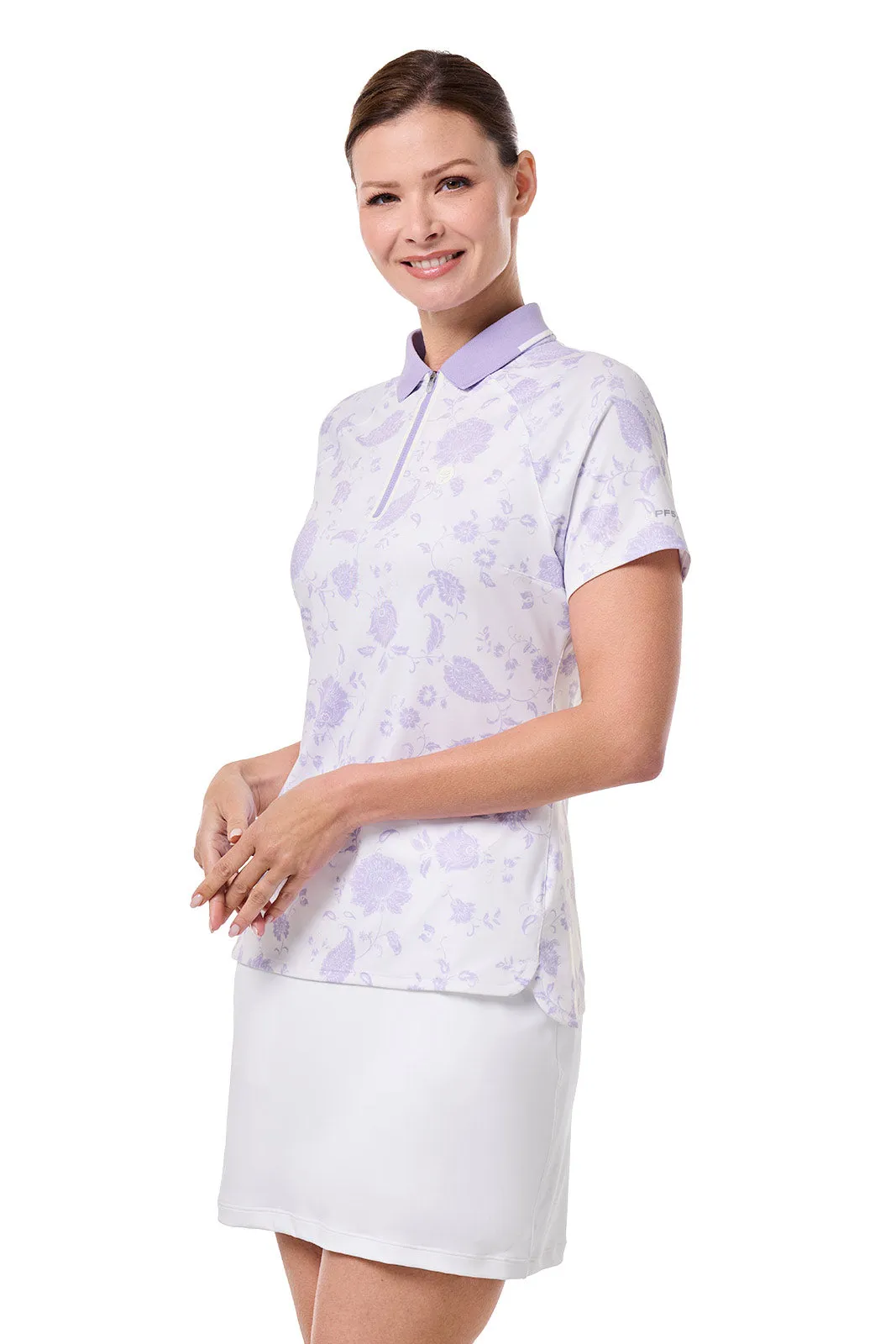 Women's Double Eagle Short Sleeve Polo | White Floral Paisley