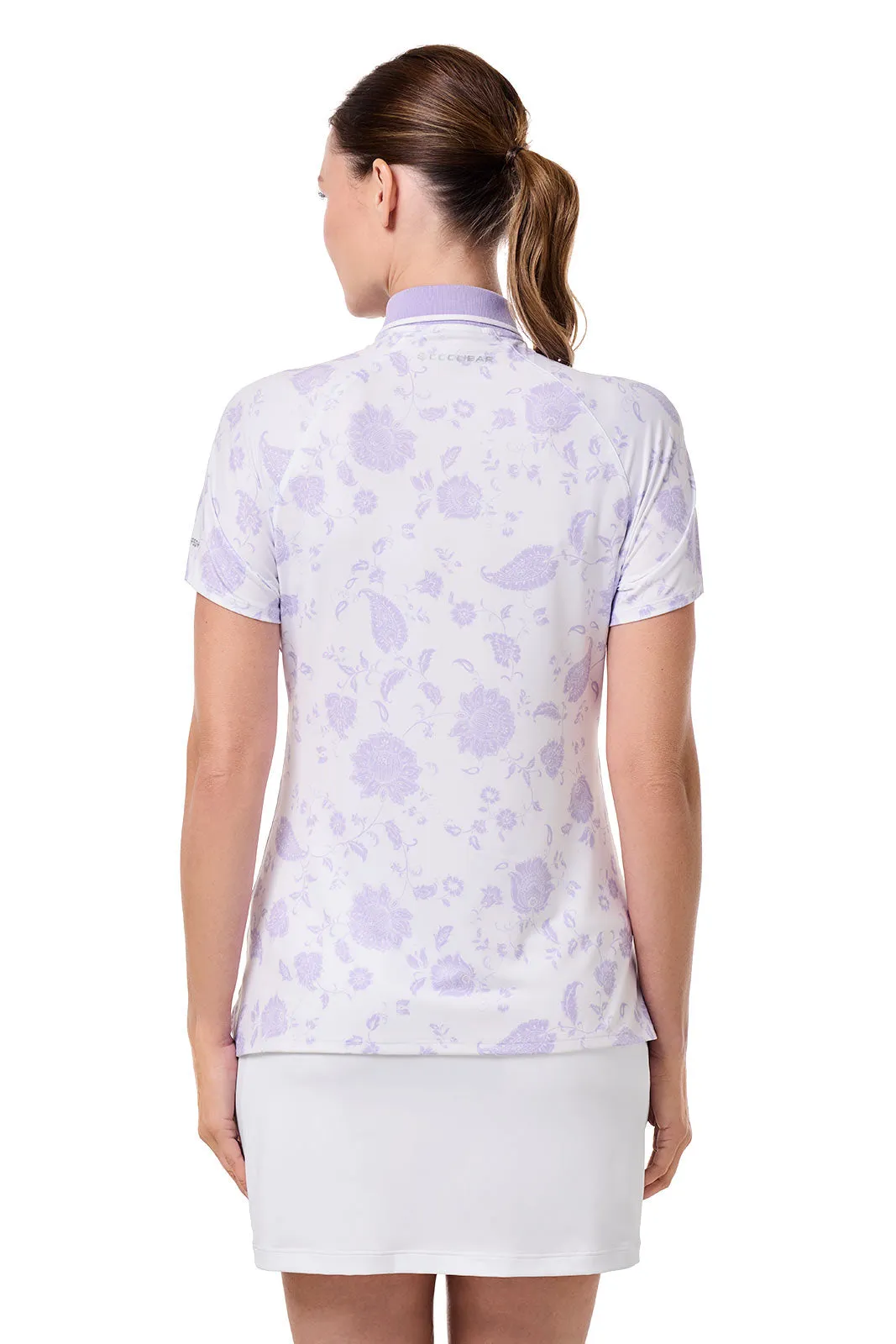 Women's Double Eagle Short Sleeve Polo | White Floral Paisley