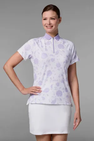 Women's Double Eagle Short Sleeve Polo | White Floral Paisley