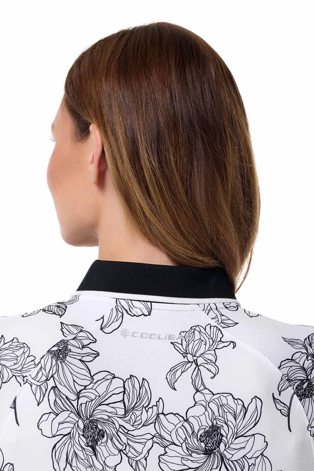 Women's Double Eagle Short Sleeve Polo | White/Black Perfect Peony
