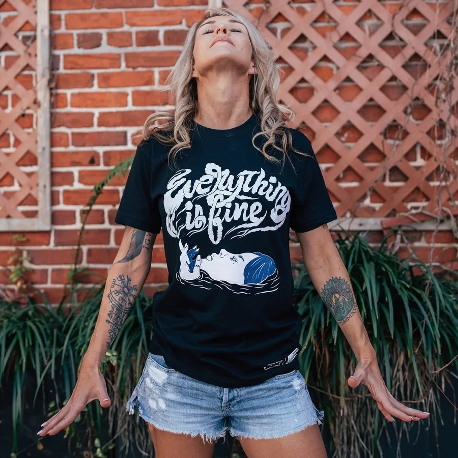 Women's Everything Is Fine Boyfriend Fit T-Shirt - Black