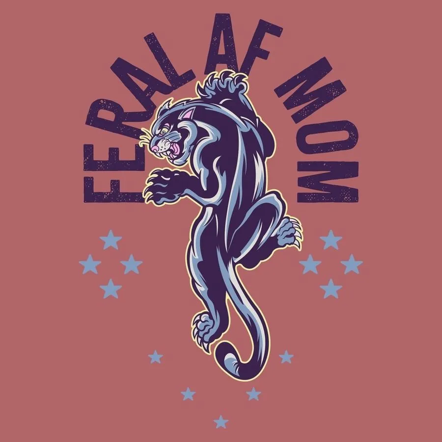 Women's Feral AF Mom Boyfriend Fit T-Shirt - Heather Mauve