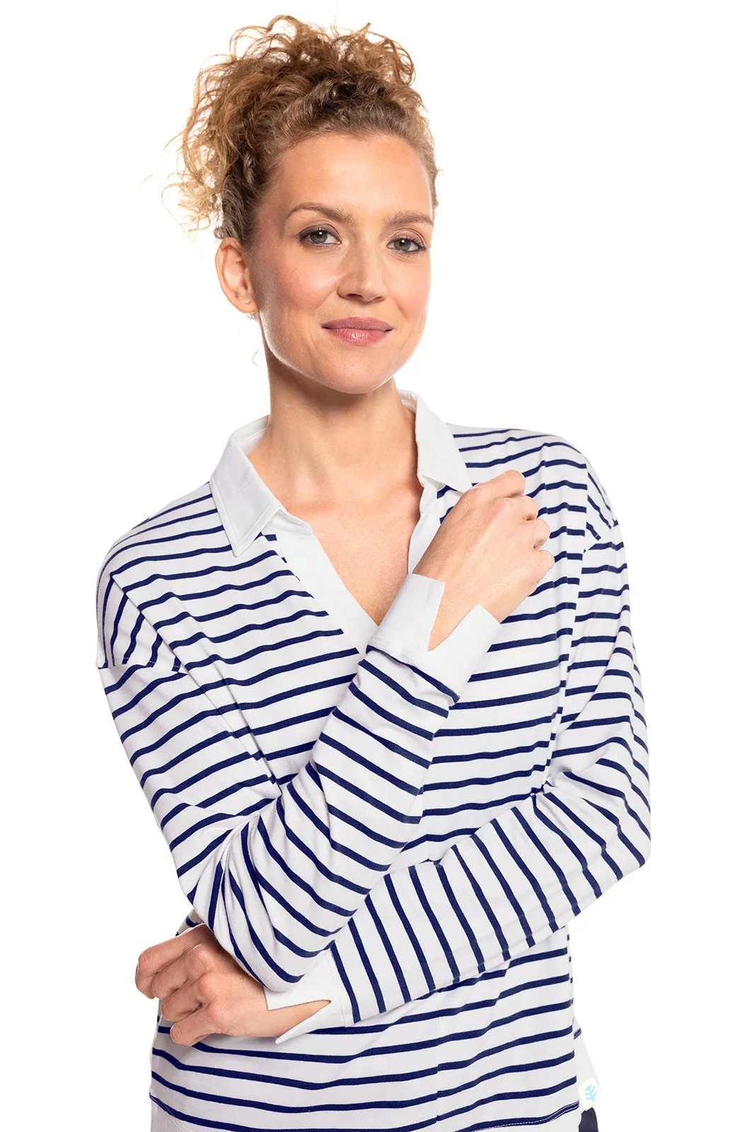 Women's Fountainbleau Polo | White/Navy Stripe