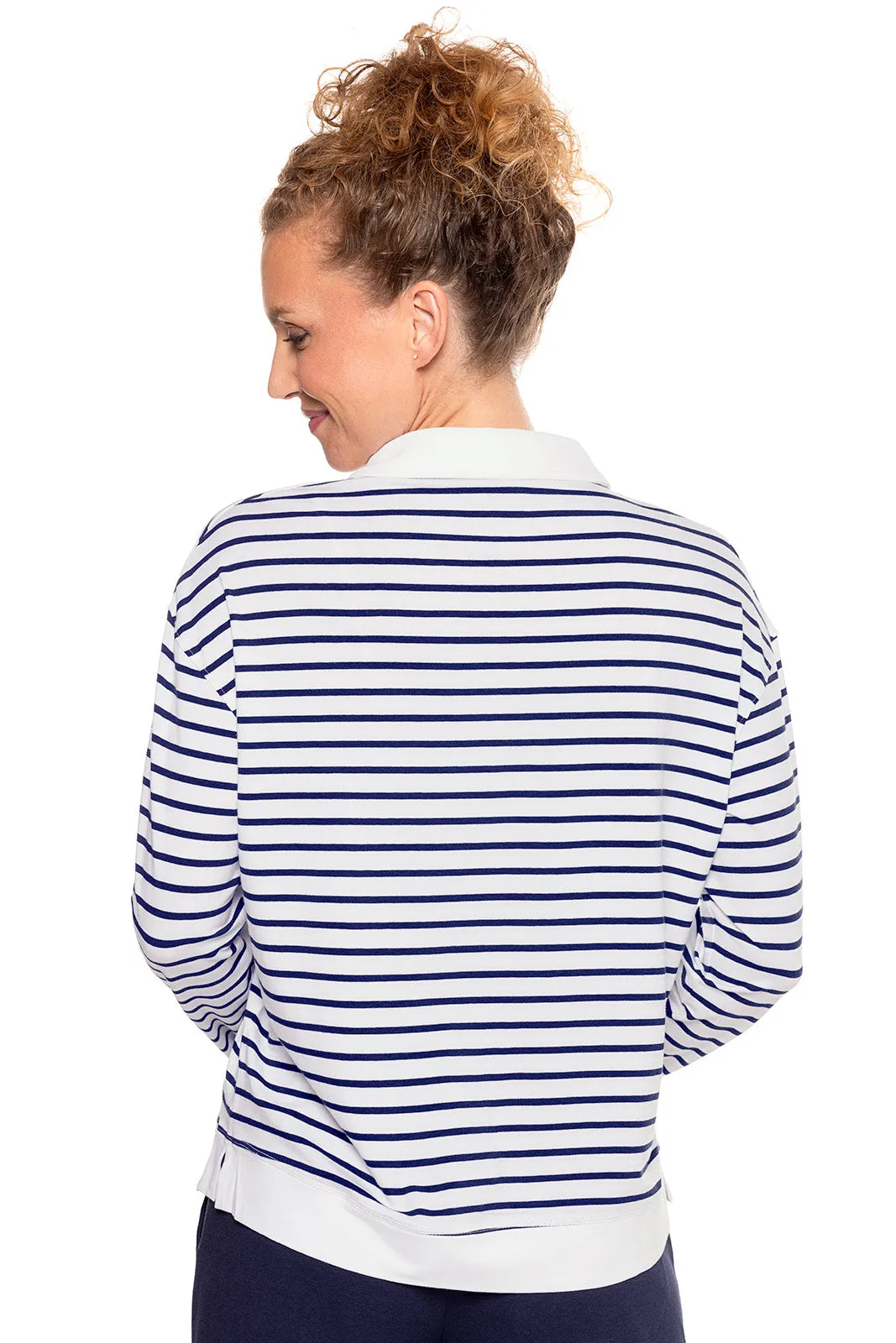 Women's Fountainbleau Polo | White/Navy Stripe