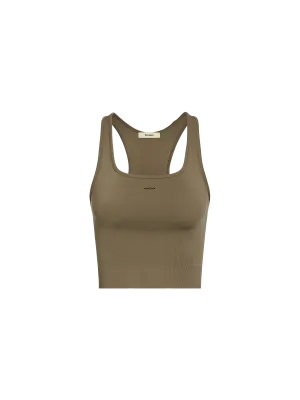 Women's Plant-Stretch Compressive Ribbed Tank Top—soil brown