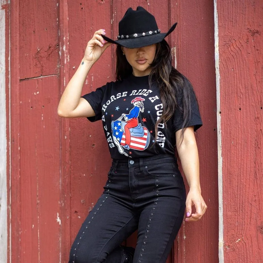 Women's Save a Horse Boyfriend Fit T-Shirt - Black