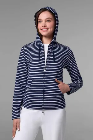 Women's Seaside Hoodie | Navy/White Stripe