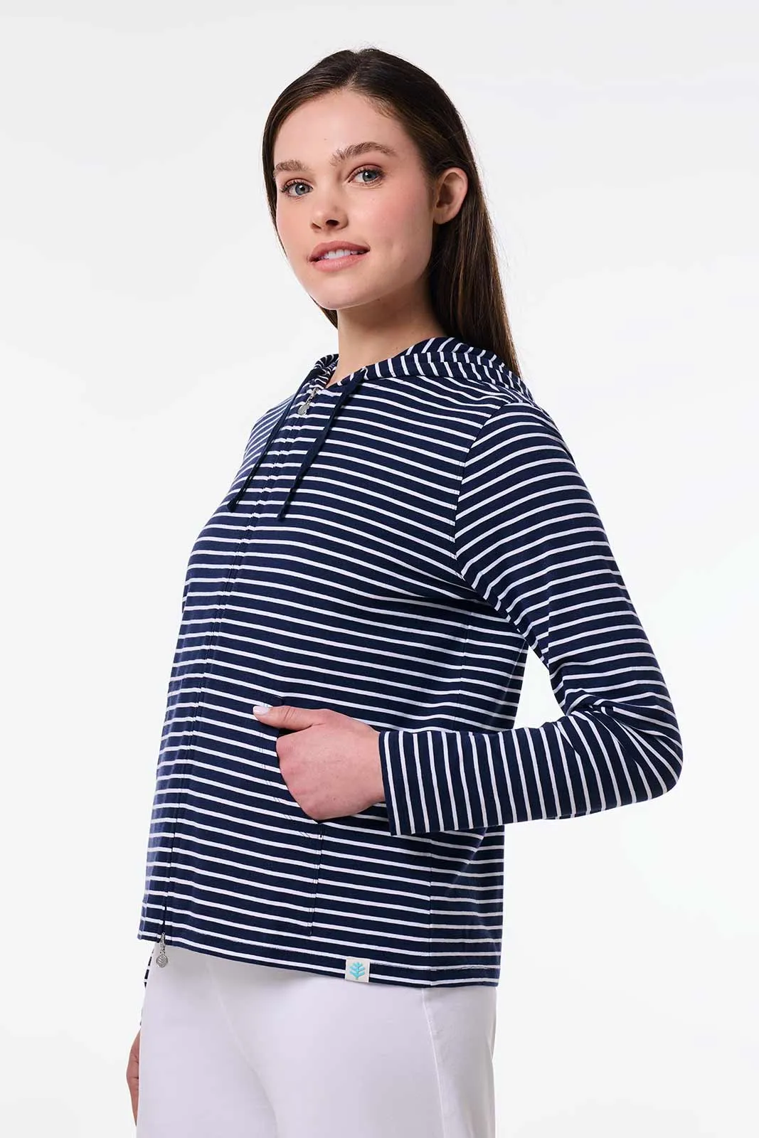 Women's Seaside Hoodie | Navy/White Stripe