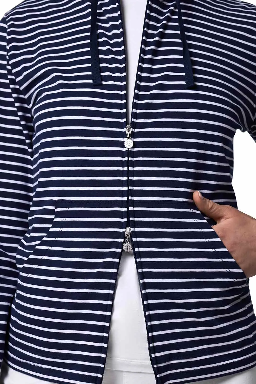Women's Seaside Hoodie | Navy/White Stripe