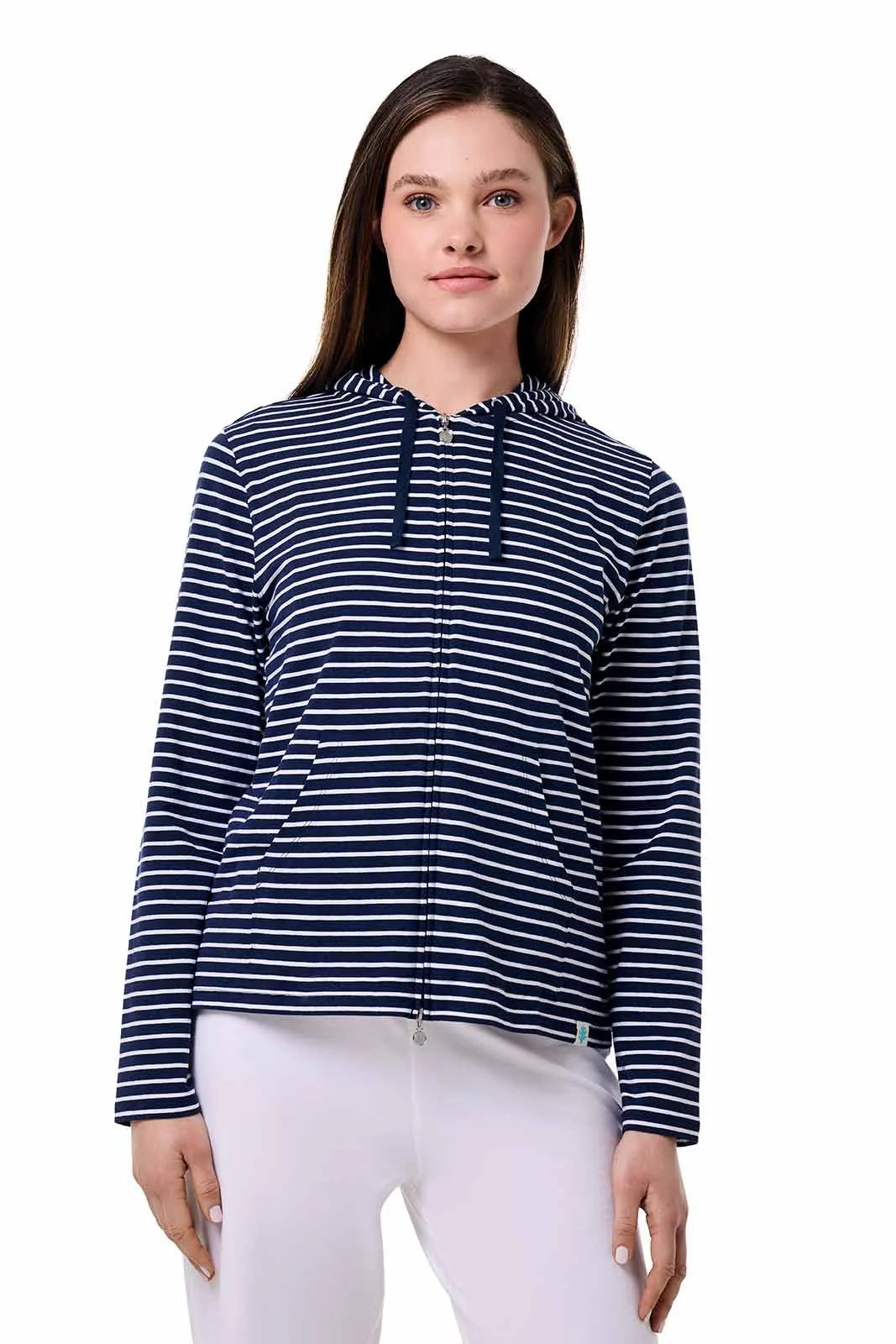 Women's Seaside Hoodie | Navy/White Stripe