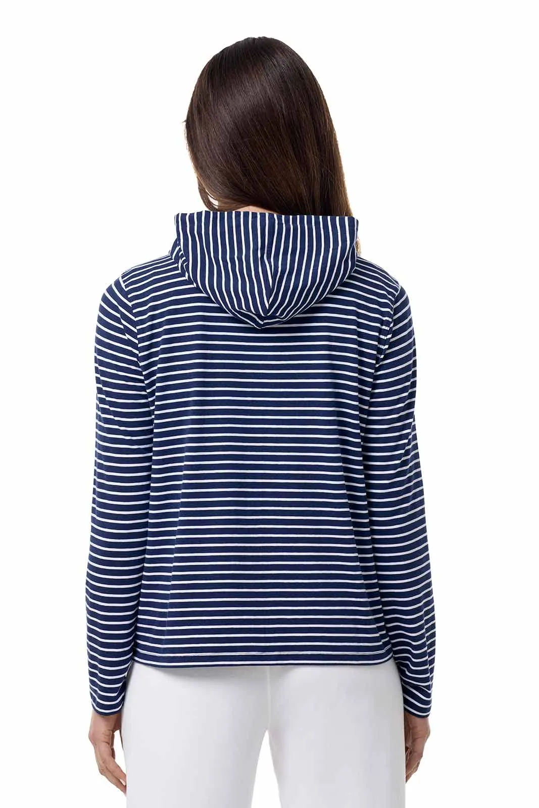 Women's Seaside Hoodie | Navy/White Stripe